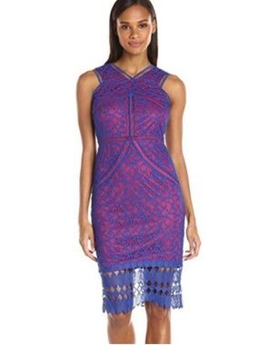 Jax Lace Sheath Dress Blue Pink Sleeveless 14